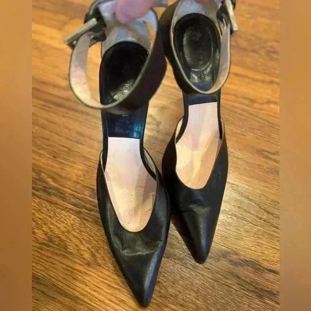 Givenchy Black Leather Stiletto Vintage Classic Spike Mary Jane Heels Size 41 - Picture 3 of 11